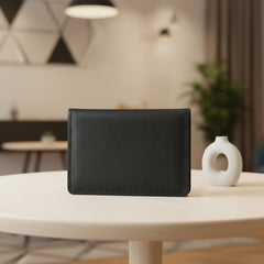 Rugged unisex leather card holder in Charcoal Black | Leathery