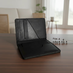Rugged unisex leather card holder in Charcoal Black | Leathery