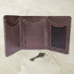 Men's small trifold leather wallet in Dark Burgundy Oxblood | Leathery