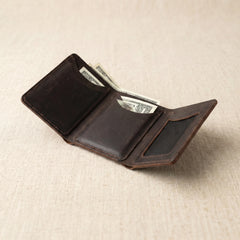 Men's small trifold leather wallet in Espresso Choco | Leathery
