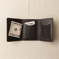 Men's small trifold leather wallet in Espresso Choco | Leathery