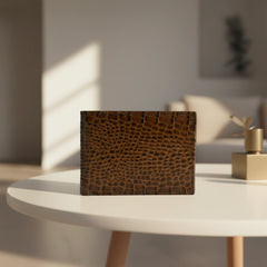 Dollar size textured leather wallet in Glossy Bronze | Leathery