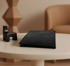 Dollar size textured leather wallet in Glossy Black | Leathery