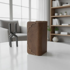 Unisex leather trifold wallet with magnetic lock in Walnut Brown | Leathery