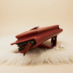 Ladies leather clutch wallet with zip around in Ruby Red | Leathery