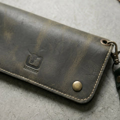 Ladies leather clutch wallet in Rugged Army Green | Leathery