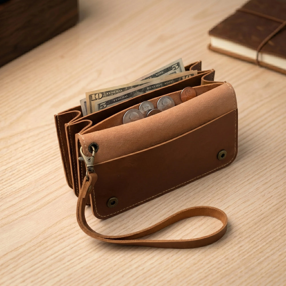 Ladies leather clutch wallet in Royal Brown | Leathery