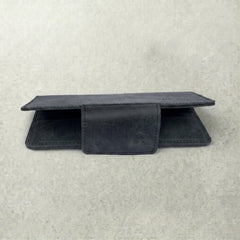 Unisex long leather wallet with snap closure in Charcoal Black | Leathery