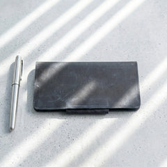 Unisex long leather wallet with snap closure in Midnight Navy Blue | Leathery