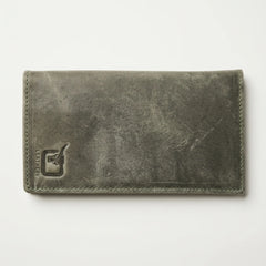 Men's long leather wallet with magnetic close in Olive Grey | Leathery