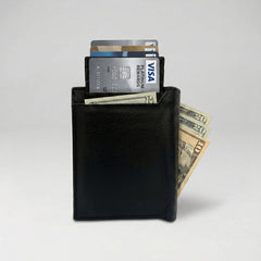 Men's leather wallet with removable card holder in Jet Black | Leathery