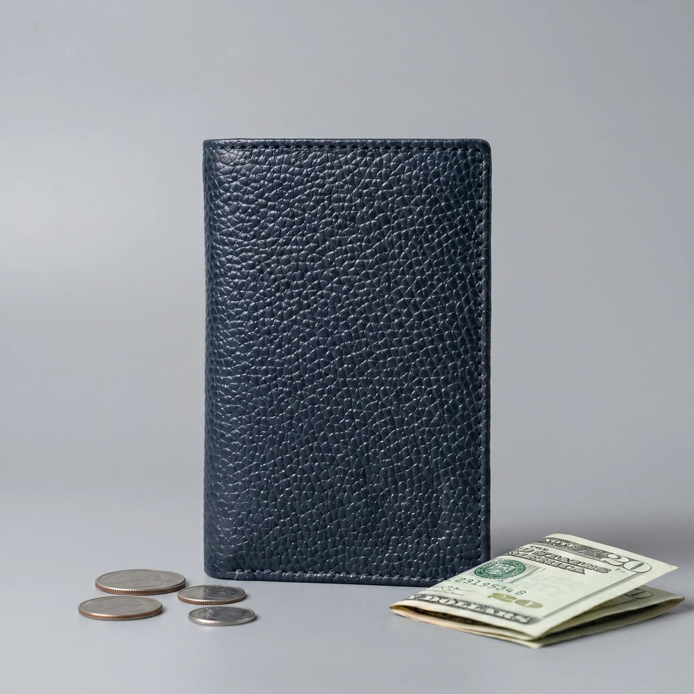 Slim men's leather wallet in Midnight Navy Blue | Leathery