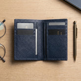 Slim men's leather wallet in Midnight Navy Blue | Leathery