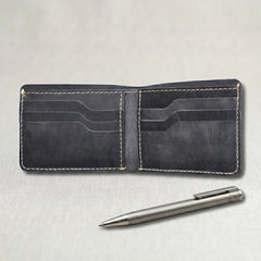 Men's dollar size bifold leather wallet in Charcoal Black | Leathery