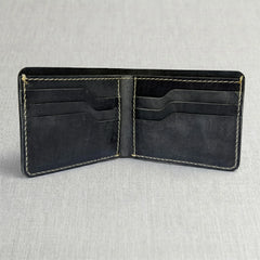 Men's dollar size bifold leather wallet in Charcoal Black | Leathery