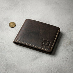 Men's dollar size bifold leather wallet in Deep Espresso | Leathery