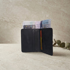 Men's leather card holder wallet in Charcoal Black | Leathery