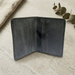 Men's leather card holder wallet in Charcoal Black | Leathery
