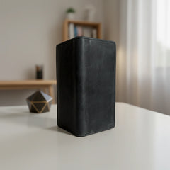 Men's bifold long leather wallet in Charcoal Black | Leathery