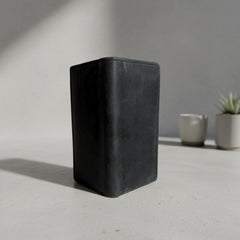 Men's bifold long leather wallet in Charcoal Black | Leathery