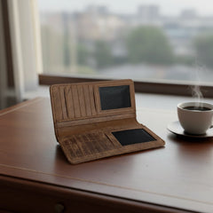 Men's bifold long leather wallet in Walnut Brown | Leathery