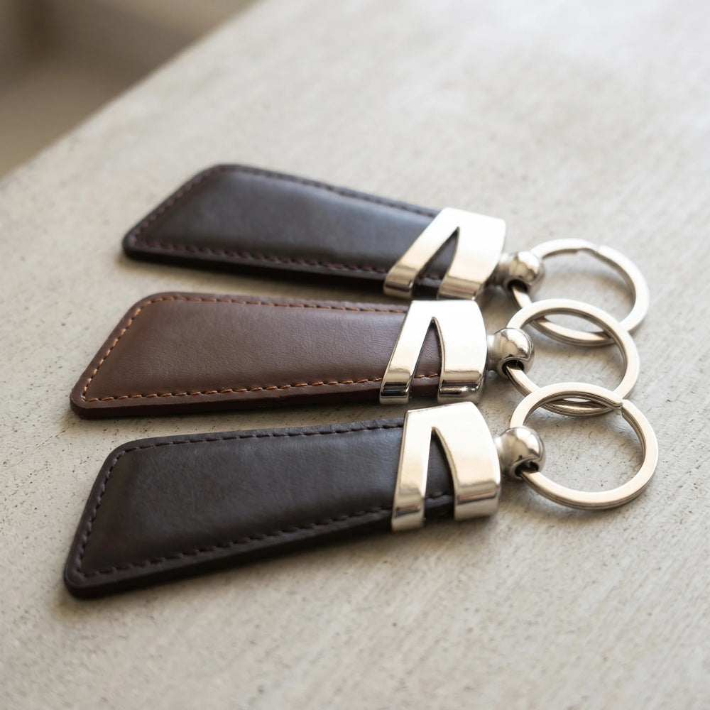 Slim leather keyring in assorted colours | Leathery