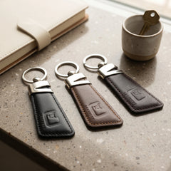 Slim leather keyring in assorted colours | Leathery
