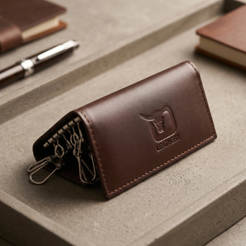 Leather key pouch in Dark Chocolate Brown | Leathery