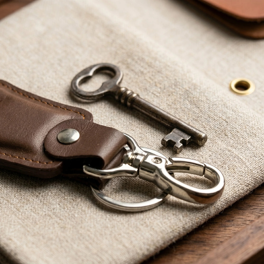 Leather keychain with swivel clasp in Dark Choco Brown | Leathery