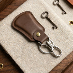 Leather keychain with swivel clasp in Dark Choco Brown | Leathery