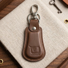 Leather keychain with swivel clasp in Dark Choco Brown | Leathery
