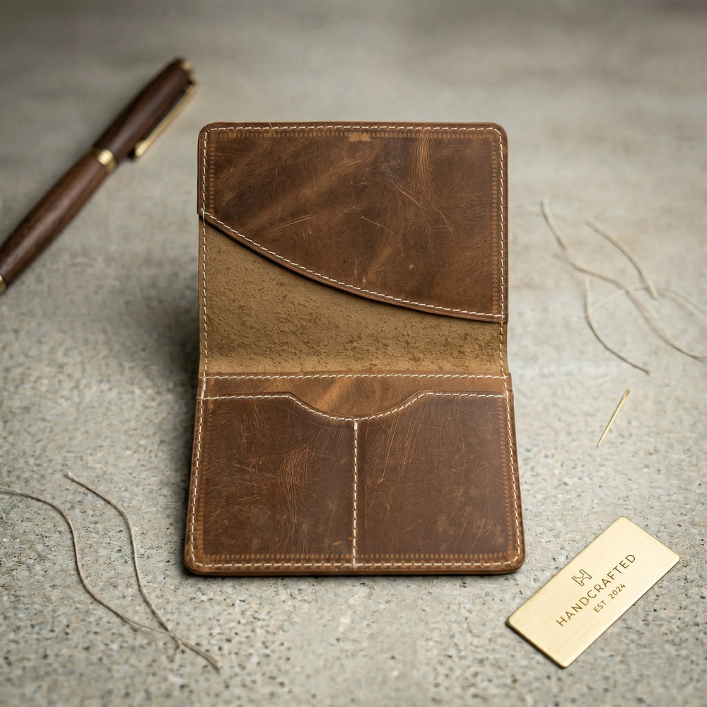 Leather passport cover wallet in Amber Saddle | Leathery