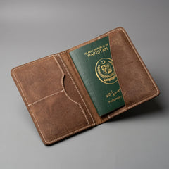Leather passport cover wallet in Amber Saddle | Leathery