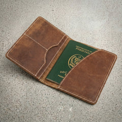 Leather passport cover wallet in Amber Saddle | Leathery