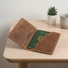Leather passport cover wallet in Amber Saddle | Leathery