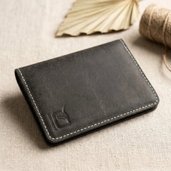 Leather passport cover wallet in Charcoal Black | Leathery