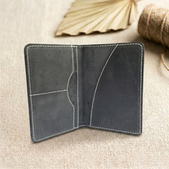 Leather passport cover wallet in Charcoal Black | Leathery