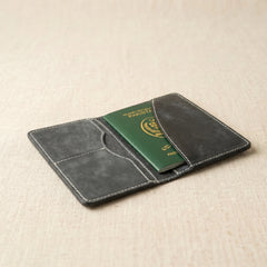 Leather passport cover wallet in Charcoal Black | Leathery