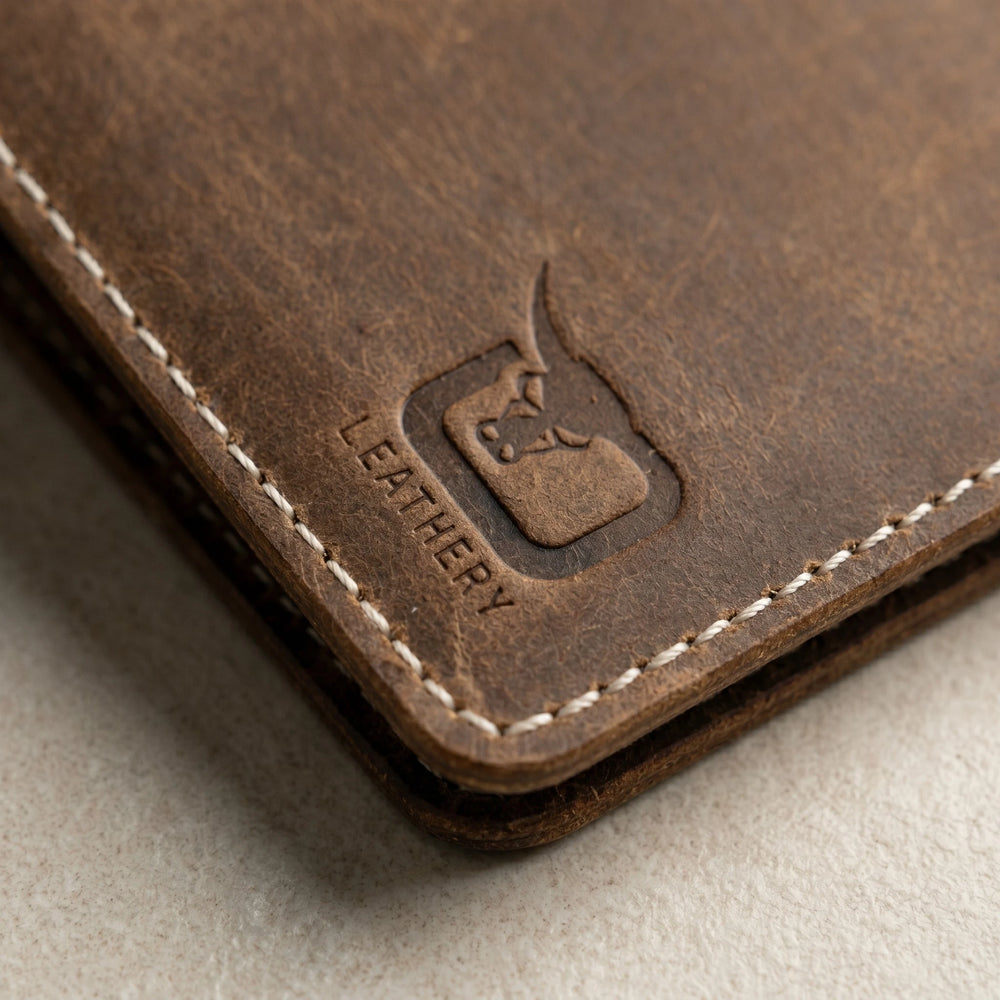Leather passport cover wallet in Saddle Brown | Leathery