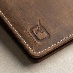 Leather passport cover wallet in Saddle Brown | Leathery