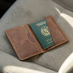 Leather passport cover wallet in Saddle Brown | Leathery