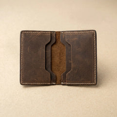 Men's slim leather card holder in Dark Sepia | Leathery