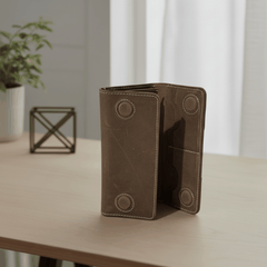 Long Unisex Leather Trifold Wallet with Magnet Lock | Vintage Classic