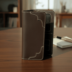 Long Unisex Leather Trifold Wallet with Magnet Lock | Vintage Classic