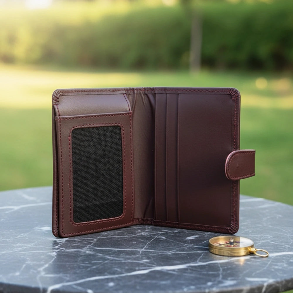 Men's leather wallet in Deep Burgundy Maroon | Leathery