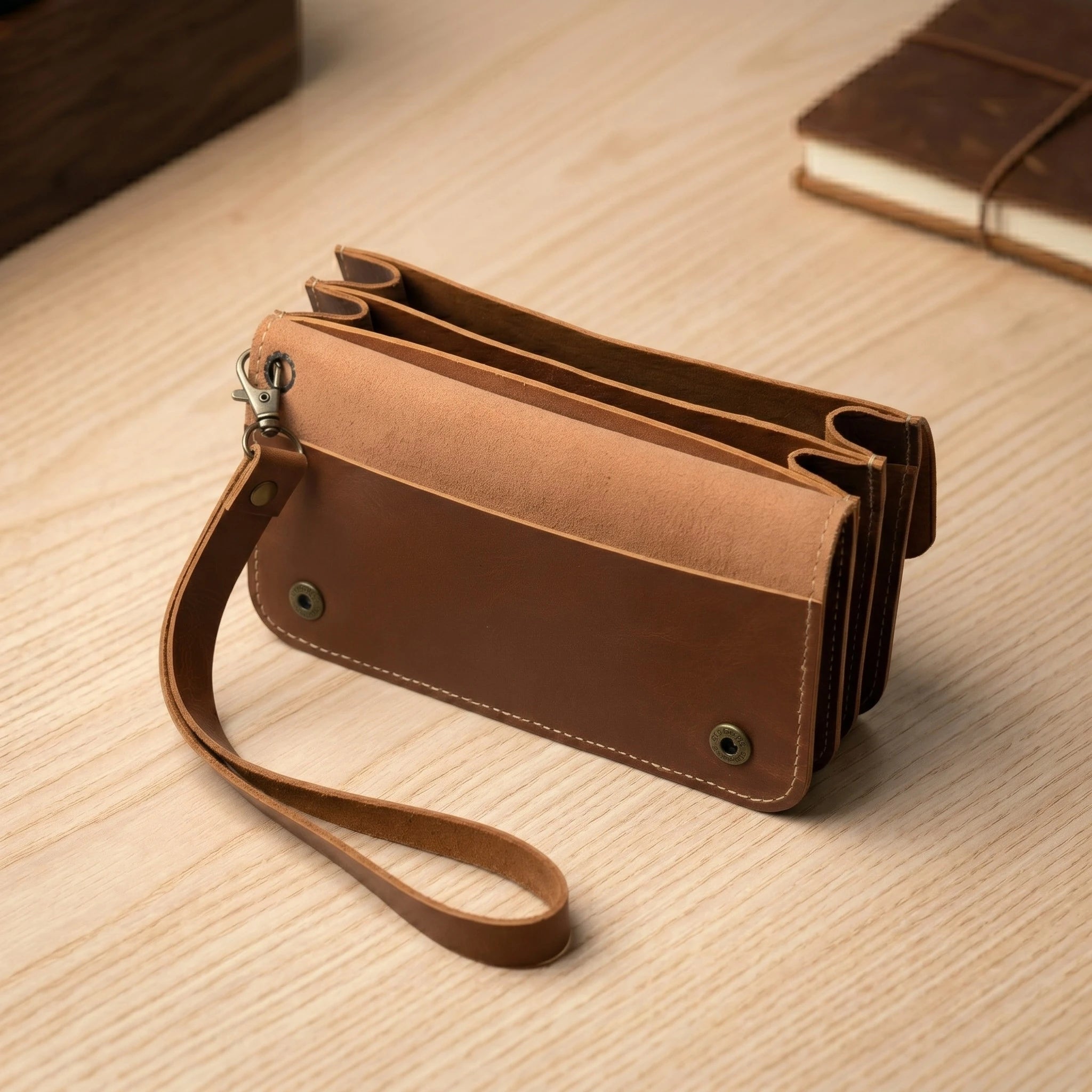 Ladies leather clutch wallet in Royal Brown | Leathery
