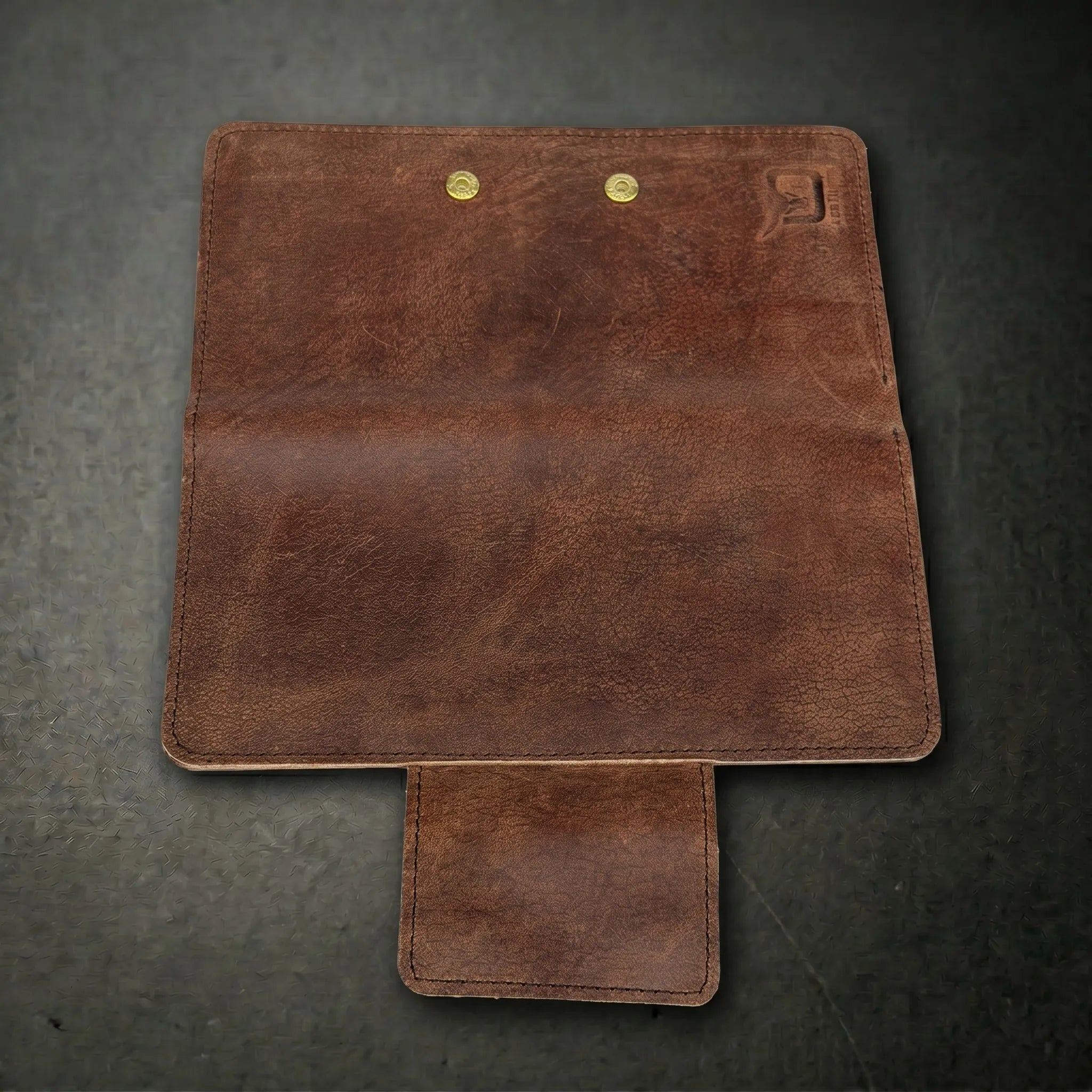 Unisex long leather wallet with snap closure in Walnut Brown | Leathery