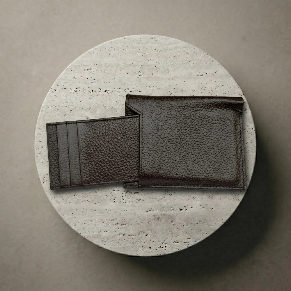 Men's leather wallet with removable card holder in Chocolate Brown | Leathery