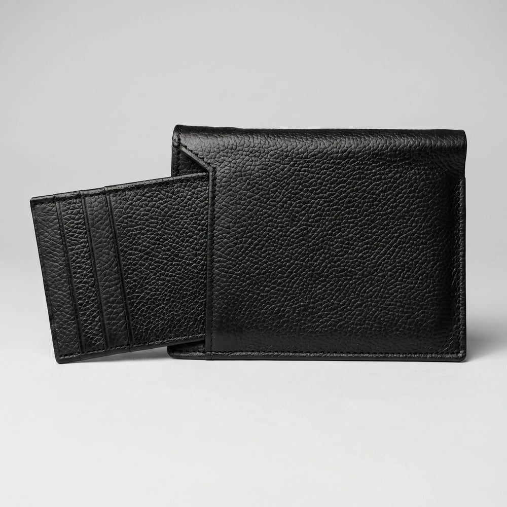 Men's leather wallet with removable card holder in Jet Black | Leathery