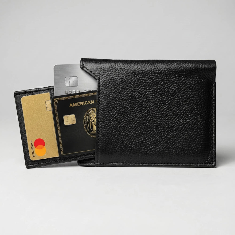 Men's leather wallet with removable card holder in Jet Black | Leathery